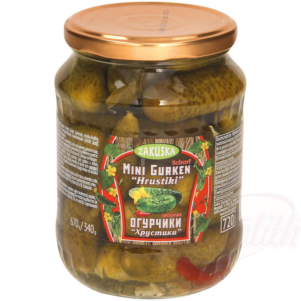 ZAKUSKA MINI CUCUMBERS HOT 670G