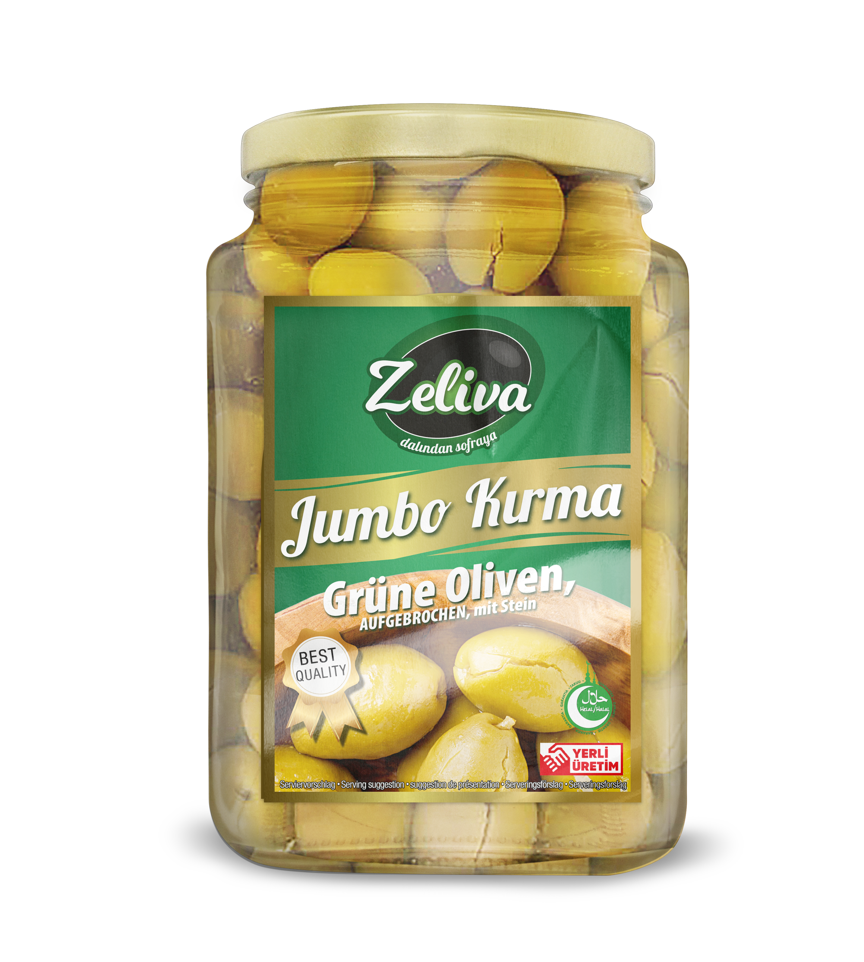 ZELIVA JUMBO KIRMA GREEN OLIVES 900G GLS