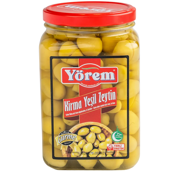 YÖREM KIRMA GREEN OLIVES 900G GLASS