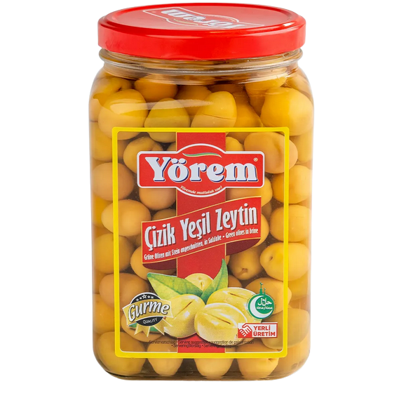 YÖREM CIZIK GREEN OLIVES 900G GLASS