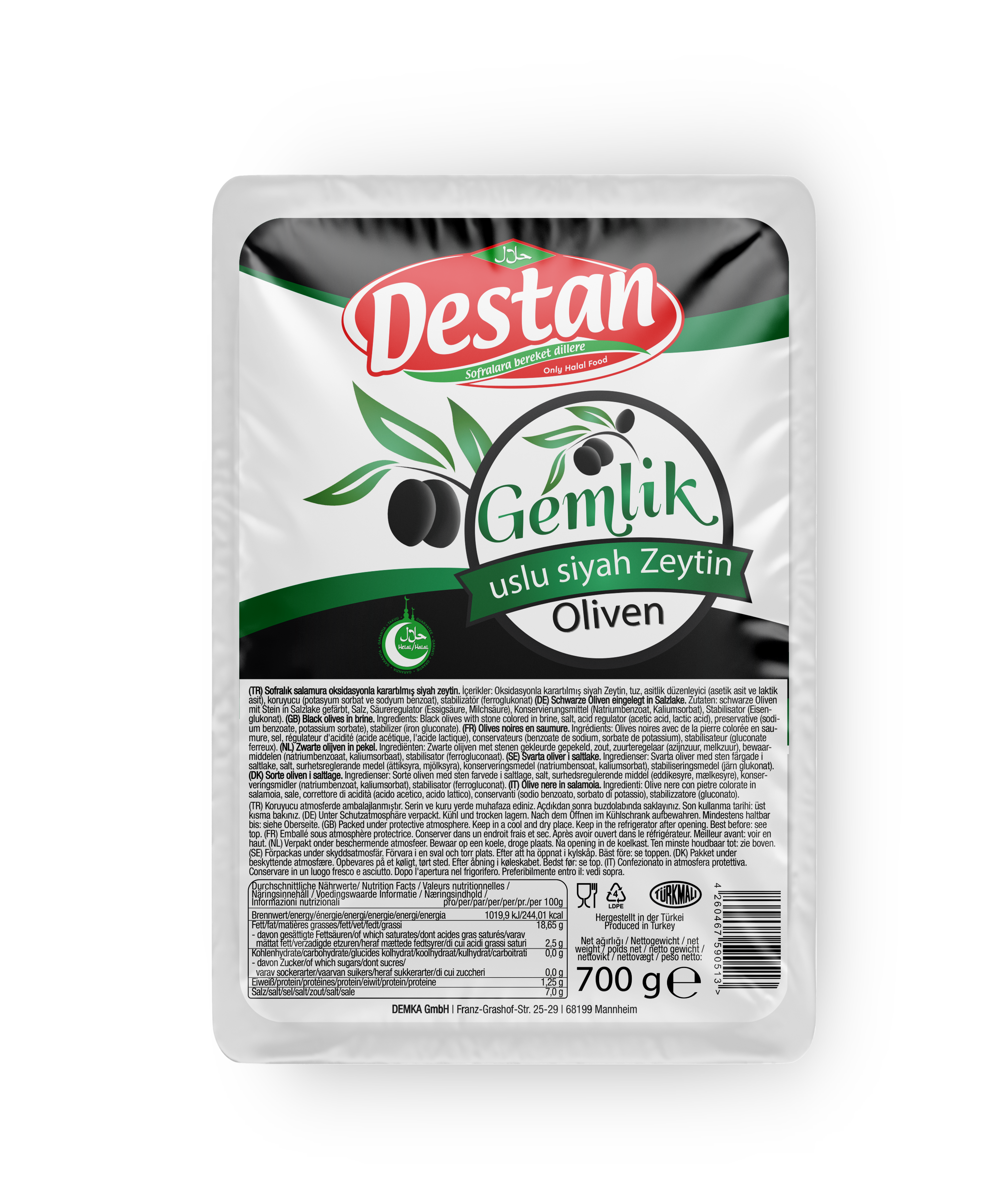 DESTAN BLACK OLIVES VACUM 700G
