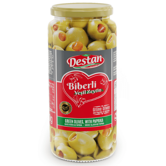 DESTAN GREEN OLIVES WITH PAPRIKA 280G