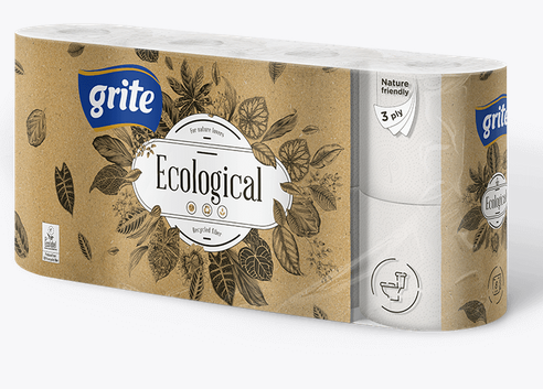 GRITE ECOLOGICAL TOILET PAPER 8ROLLS