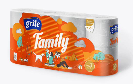 GRITE FAMILY TOILET PAPER 8ROLLS