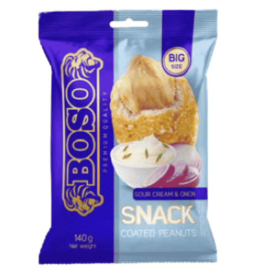 BOSO SNACK COATED PEANUTS CREAM ONION 140G