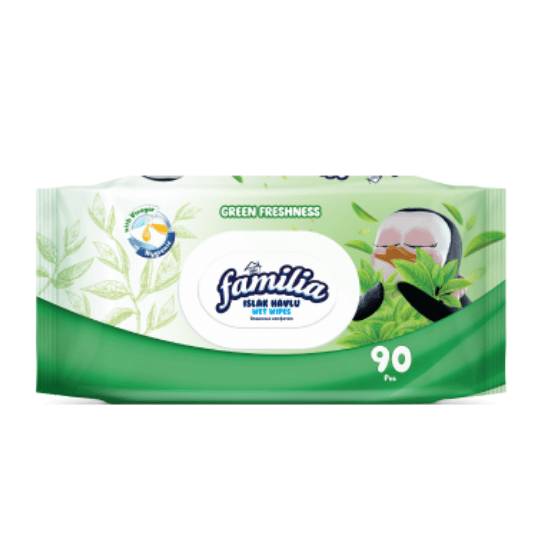 FAMILIA KOSTEUSPYYHE GREEN TEA 90KPL